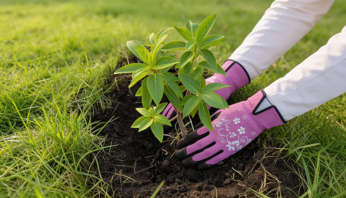 Hands planting in soil